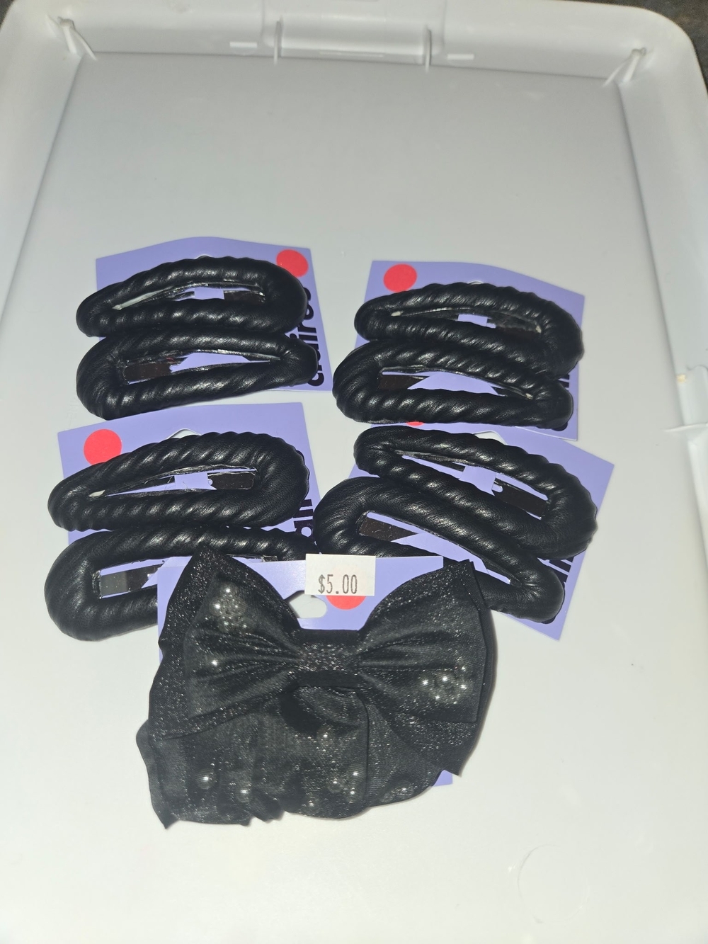 Black Hair Clips and Bow Set